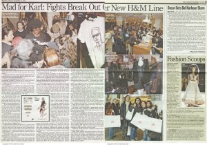 "Mad for Karl: Fights Break Out Over New H&M Line" appeared in WWD on Nov. 15, 2004.