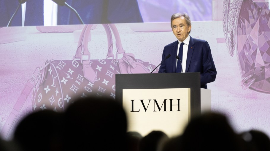 Chairman and chief executive officer Bernard Arnault at the LVMH Moët Hennessy Louis Vuitton annual general meeting in Paris on April 18, 2024.