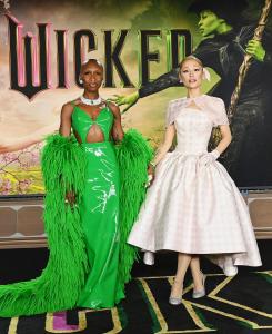 Cynthia Erivo, Ariana Grande at the "Wicked" Los Angeles Premiere at the Dorothy Chandler Pavilion on November 9, 2024 in Los Angeles, California.