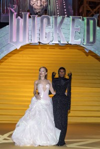 MEXICO CITY, MEXICO - NOVEMBER 11: Actress Ariana Grande and Cynthia Erivo pose on the yellow carpet "Wicked: Part One" at Auditorio Nacional on November 11, 2024 in Mexico City, Mexico. (Photo by Cristopher Rogel Blanquet/Getty Images)
